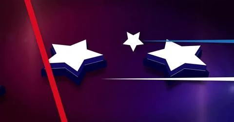 Displaying three five-pointed stars with white tops and navy bases in studio Stock Illustration