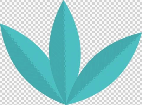 Displaying three teal leaf shapes with dotted midribs fanning from base in flat 스톡 일러스트