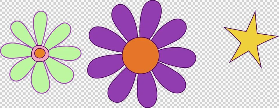Displaying three vector icons on transparent canvas showing green  and  purple Stock Illustration