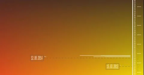 Displaying timeline graphic on warm gradient field, showing dashed baseline, Stock Illustration