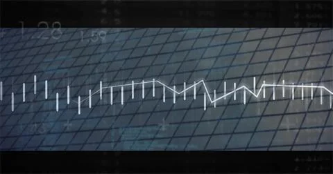 Displaying trading platform interface showing candlestick bars and line graph, Stock Photos
