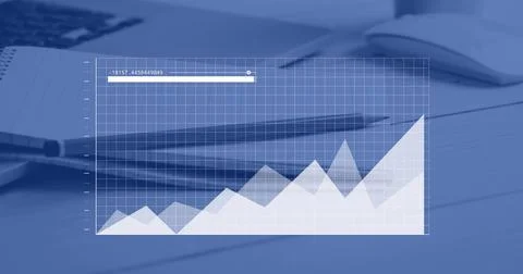 Displaying translucent chart overlay occupying center of wooden desk, with Stock Photos
