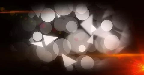 Displaying translucent circles and triangles on graphic design, with bokeh spots 스톡 일러스트