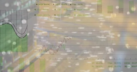 Displaying translucent grid overlay in datacenter showing green bars, trend イラスト素材