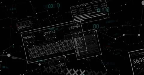Displaying translucent keyboard schematic in data HUD, floating panels, numeric Stock Illustration