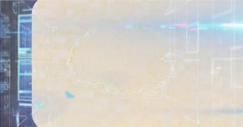 Displaying translucent panel hovering on hex-grid interface, with neon 스톡 사진