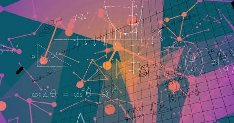 Displaying translucent silhouette floating in abstract space, grid overlay, math Stockfoto's