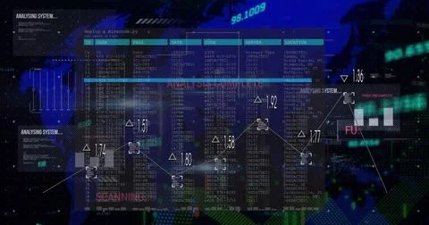Displaying translucent terminal highlighting redacted table row on dashboard Stock Photos