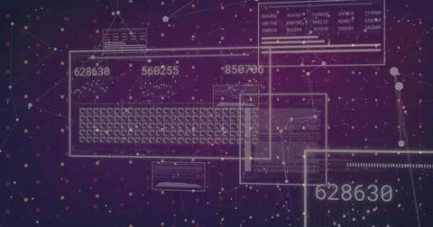 Displaying translucent UI panel with keyboard grid and large numbers in data Stock Illustration