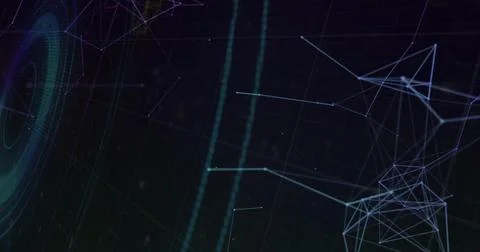 Displaying triangular mesh wireframe occupying right side of dark gridded plane, Stock Illustration