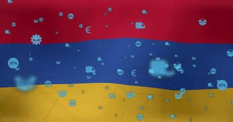 Displaying tricolor red blue yellow surface in graphic layout, showing parcel Illustrazione stock
