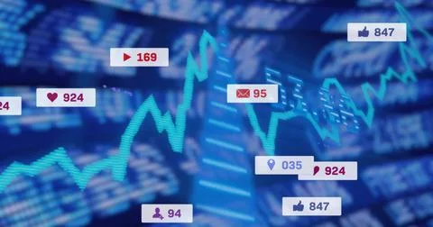Displaying turquoise zigzag graph tracing analytics trends across digital Illustrazione stock