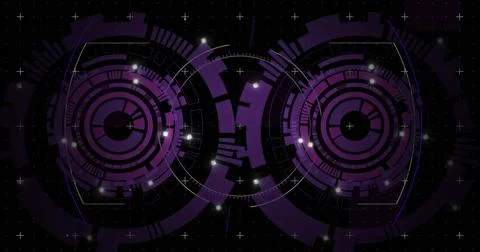 Displaying two concentric circular HUD interfaces on black starfield, showing イラスト素材
