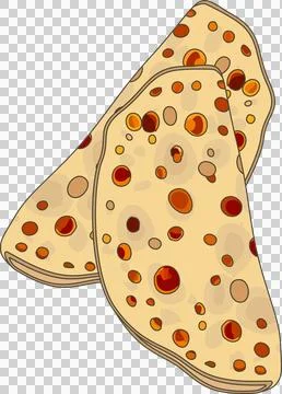 Displaying two spotted flatbreads stacking in flat design with curling edges Stock Illustration