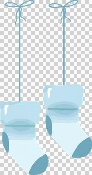 Displaying vector art with two light blue socks hanging by bow strings on 스톡 일러스트
