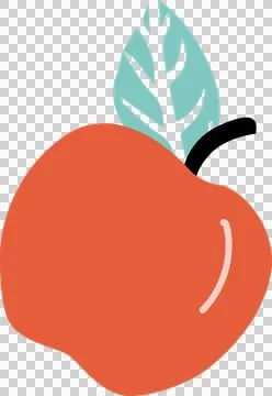 Displaying vector orange-red fruit with black stem, turquoise leaf, shine on 스톡 일러스트