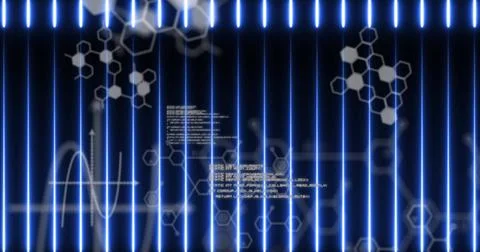 Displaying vertical blue neon bars forming grid in digital display, with 스톡 일러스트