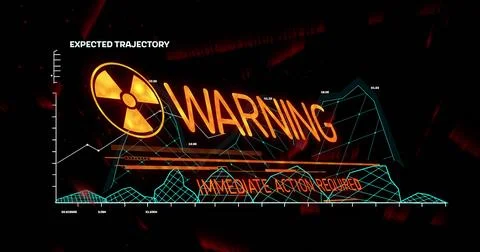 Displaying warning interface on control panel, showing radiation hazard icon and 스톡 일러스트