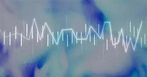 Displaying waveform line centered on digital dashboard, showing bars, glow, n Ilustración de archivo