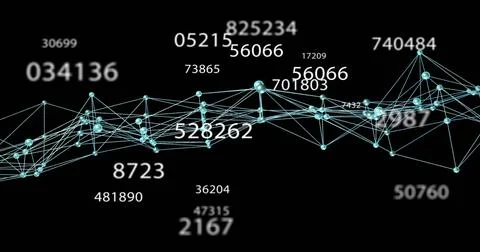 Displaying wavy network pulsing on black backdrop, with cyan nodes, glowing イラスト素材