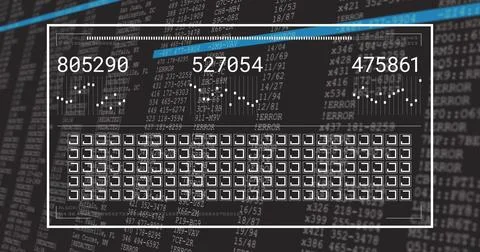 Displaying white-bordered panel showing three codes on monitor, with matrix p Stock Photos