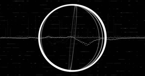 Displaying white circular ring with inner arcs and vertical guides on black Stock Illustration