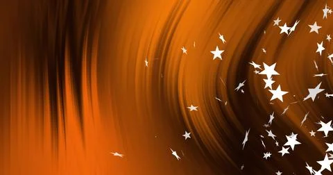 Displaying white five-point star set flowing over digital art with orange brown イラスト素材