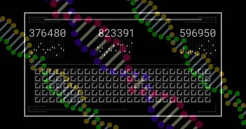 Displaying white-framed panel showing three numeric counters on black field with Stock Illustration