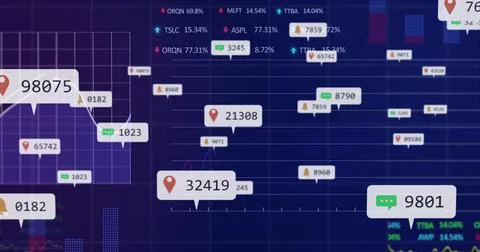 Displaying white rectangular callout featuring 32419 and red map pin on blue  스톡 사진