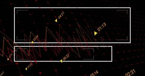 Displaying white rectangular frames on black grid, with time-stamped graphs and 스톡 일러스트