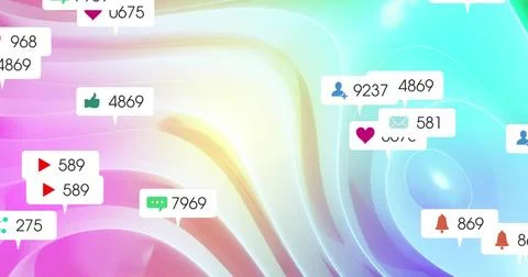 Displaying white rounded notification bubbles with icons and counters in app Stock Illustration