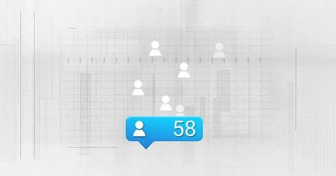 Displaying white user icons on light gray grid charts highlighting blue Stock Illustration