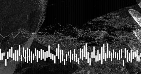 Displaying white vertical bars across lower third in studio while jagged line Stock Illustration
