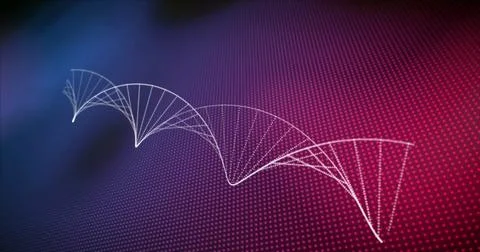Displaying white wireframe arcs flowing with radial connectors over magenta Stock Photos