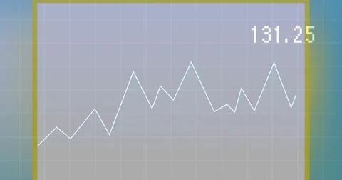 Displaying white zigzag chart moving across grid framed in gold on panel, Stock Photos