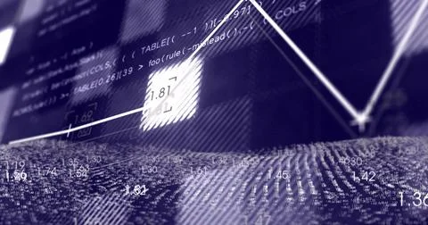 Displaying white zigzag graph highlighting data point on dashboard with code Illustration