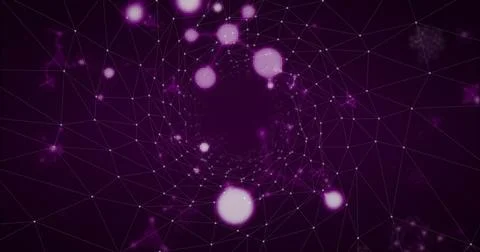 Displaying wireframe mesh converging into vortex in cyberspace, with glowing Stock Photos