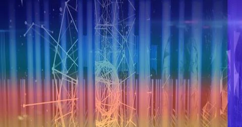 Displaying wireframe structures with vertical light bars in visualization, with 스톡 사진
