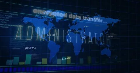 Displaying world map with administration overlay on dashboard, encrypted data, 写真素材