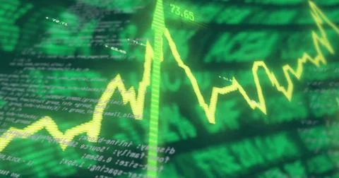 Displaying yellow zigzag chart tracking trends on dashboard, with numeric labels Stock Illustration