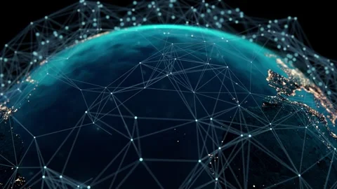 Displays a globe with lights, showcasing global connections Stock Footage 290143897
