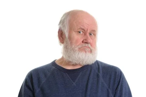Displeased old man, isolated on withe Stock Photos