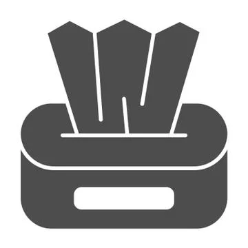 Disposable alcoholic napkins solid icon. Tissue paper box glyph style pictogram Stock Illustration