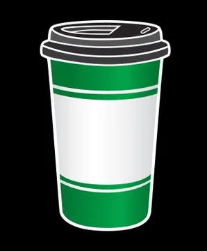 Disposable coffee cup icon with beans logo Stock Illustration
