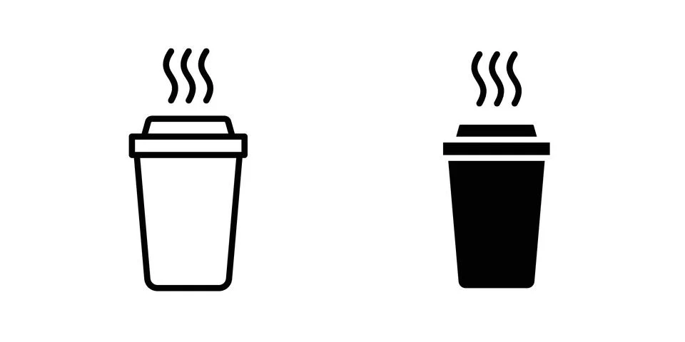 Disposable coffee cup icon vector concepts, line and silhouette style Stock Illustration