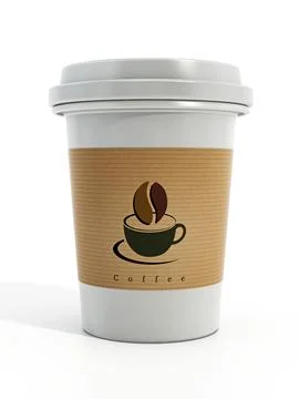Disposable coffee cup isolated on white background. 3D illustration Stock Illustration