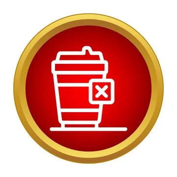 Disposable coffee cup prohibited icon with warning Illustrazione stock