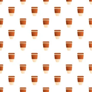 Disposable coffee cup seamless pattern repeating background Stock Illustration