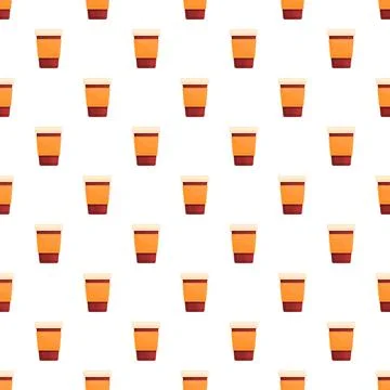 Disposable coffee cup seamless repeat pattern background Illustrazione stock