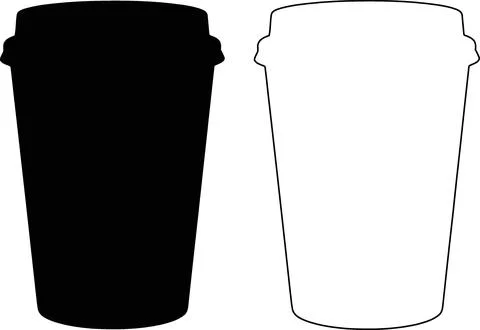 Disposable coffee cup solid and outline vector Stock Illustration